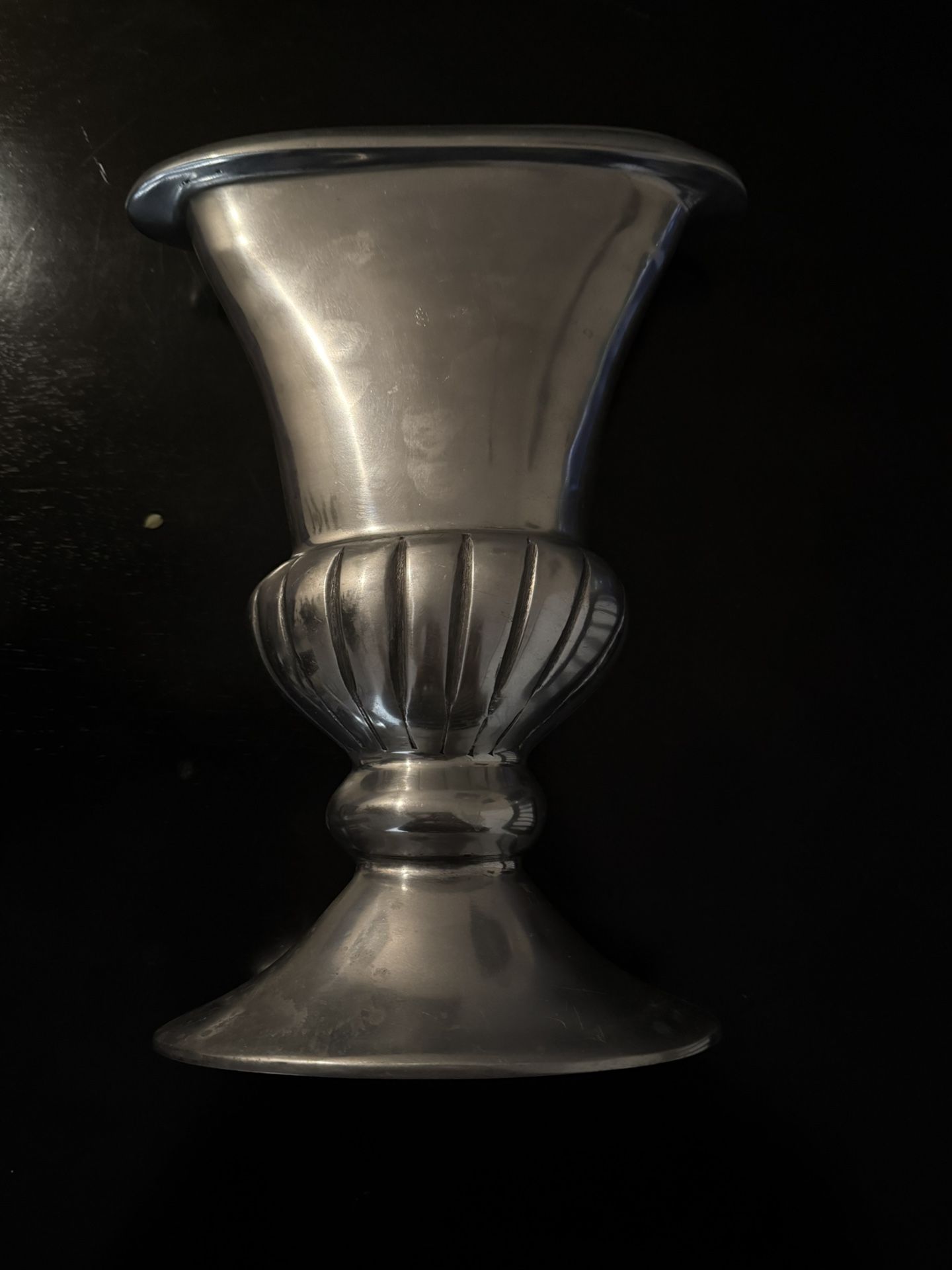 Vintage Heavy Cast Metal Silver Vase