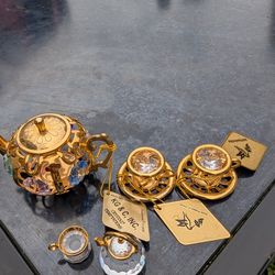 Gold plated tea set with swarvoski crystals