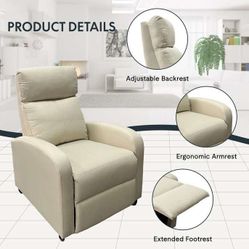 FlexiSpot XC1 Recliner Chair for Adults, Fabric Adjustable Modern Reclining Chair Single Sofa