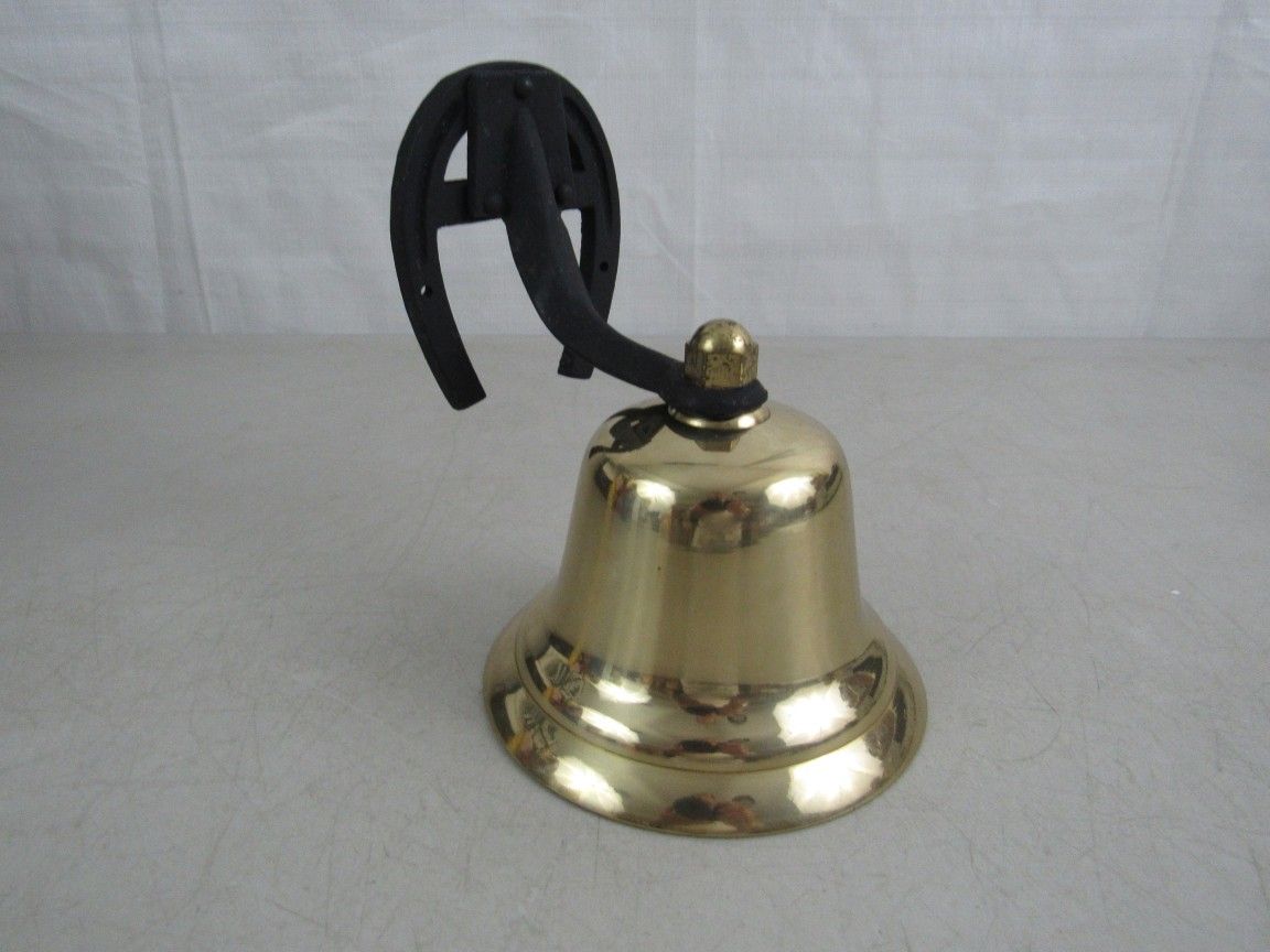Vintage Brass Dinner/Farm Bell With Horseshoe Mount~Made In Japan