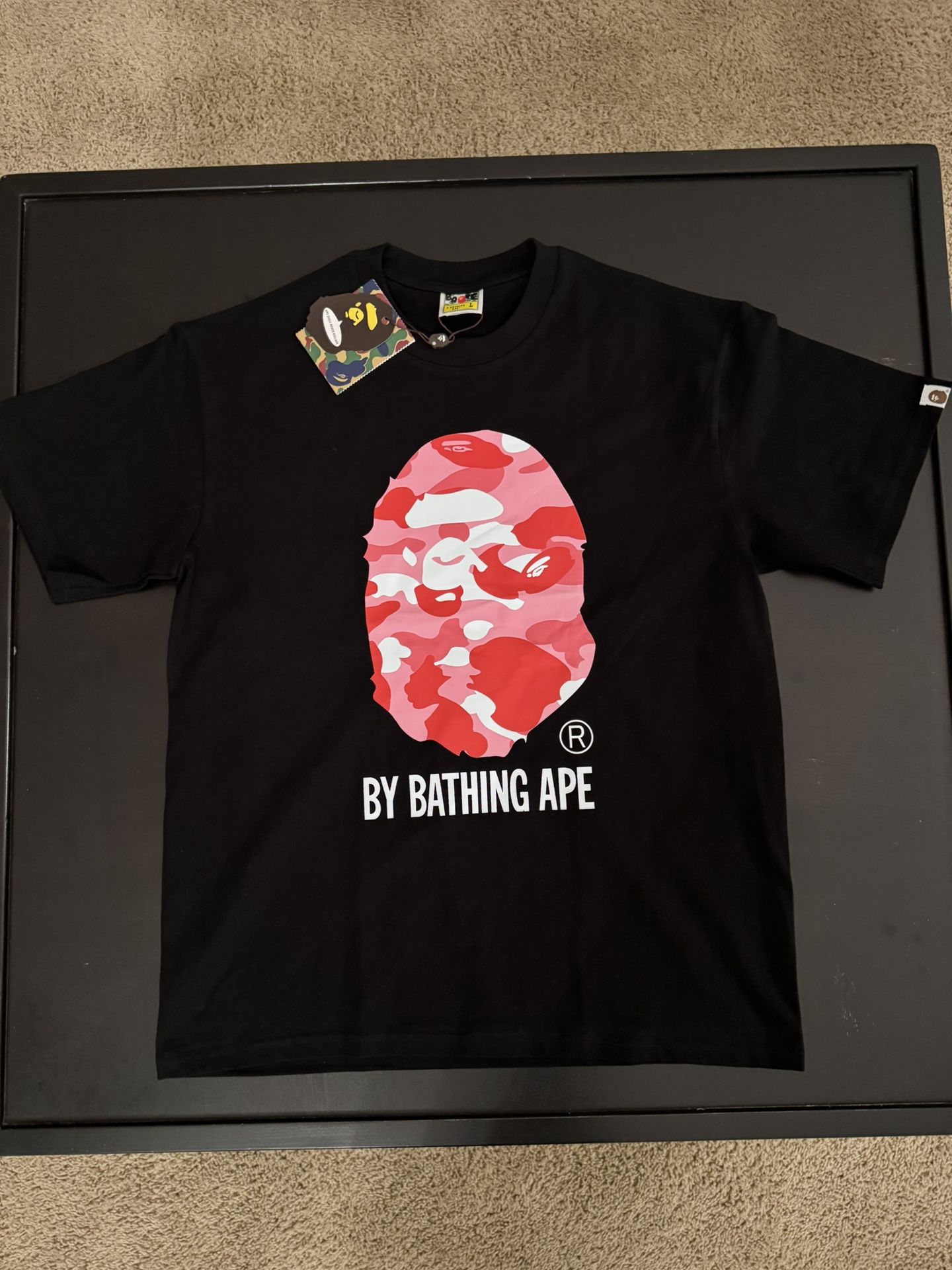 Bape Black Tee with Pink Camo Graphic