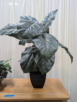 Large Leafy Artificial Plant in Black Pot