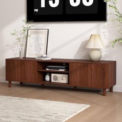 63”Stand for TVs up to 70'', Entertainment Center with Large Storage for Living Room, Media Console with Sliding Doors and Adjustable Shelves, Modern 