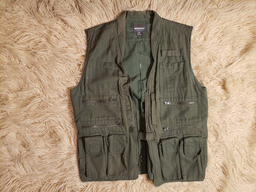 Woolrich Vintage Tactical Utility Vest Size L 44903 OD Green 