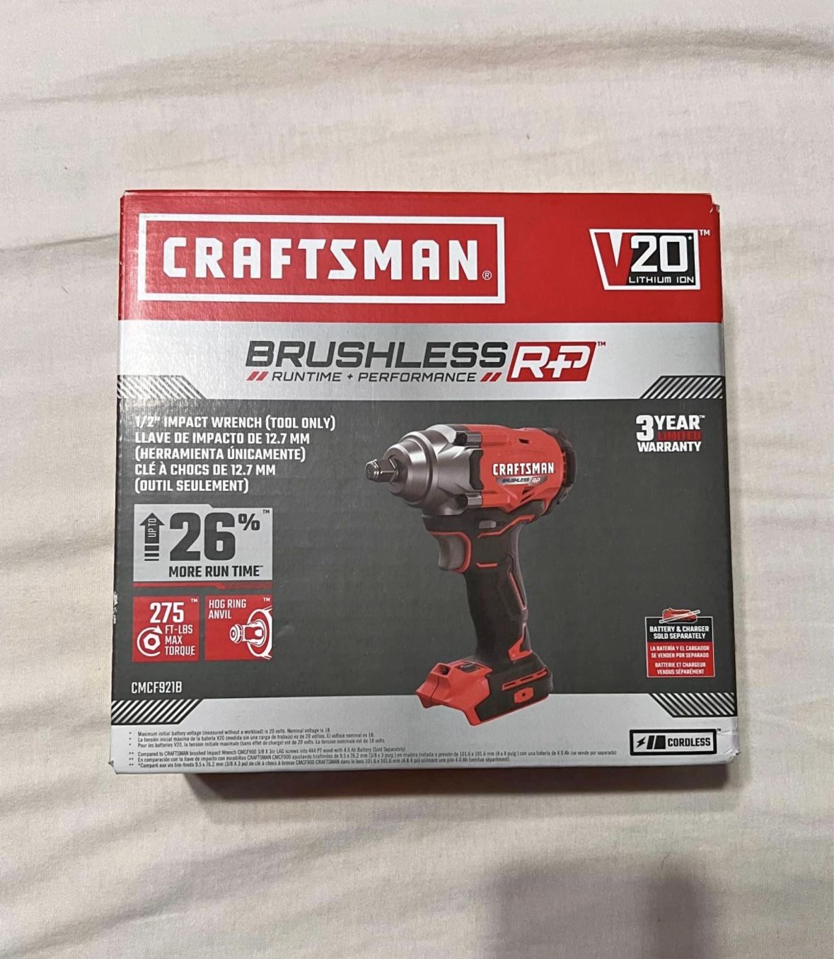 CRAFTSMAN 20-volt Max Variable Brushless 1/2-in Drive Cordless Impact Wrench