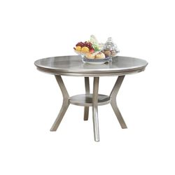 Furniture of America Bethlehem Wood Round 1-Shelf Dining Table in Gold Champagne