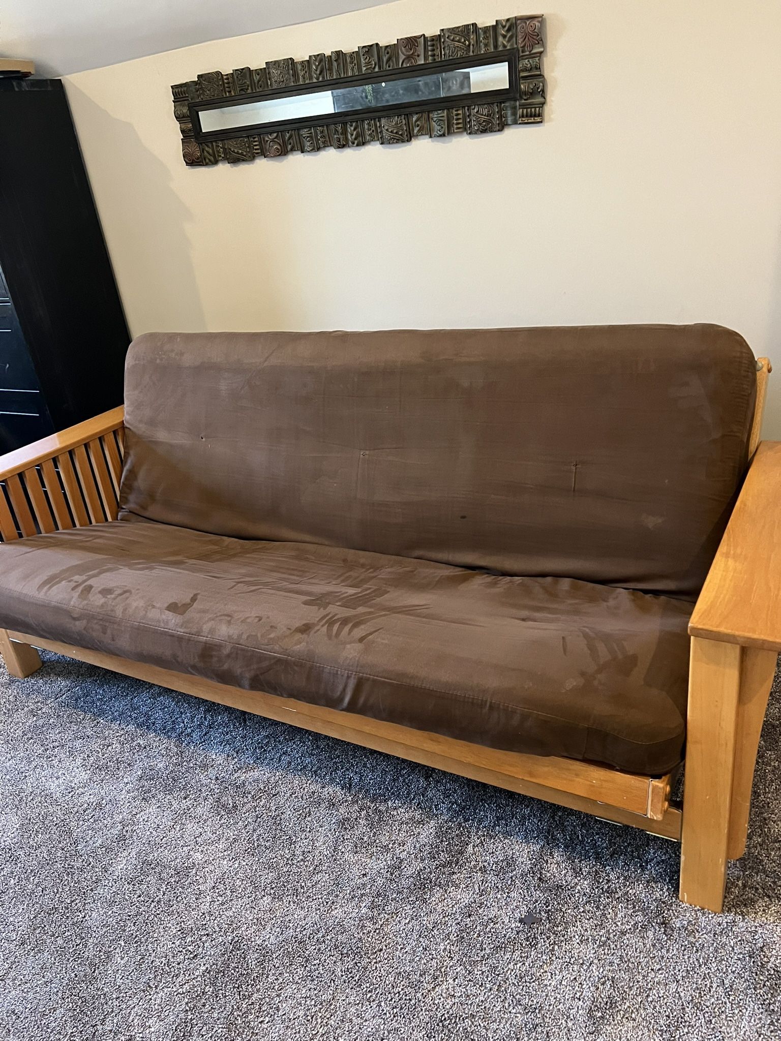Wooden Futon Bed Sofa with mattress.
