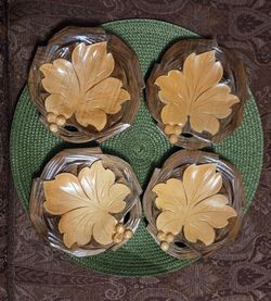 1960s Vintage Mid Century hand carved plates