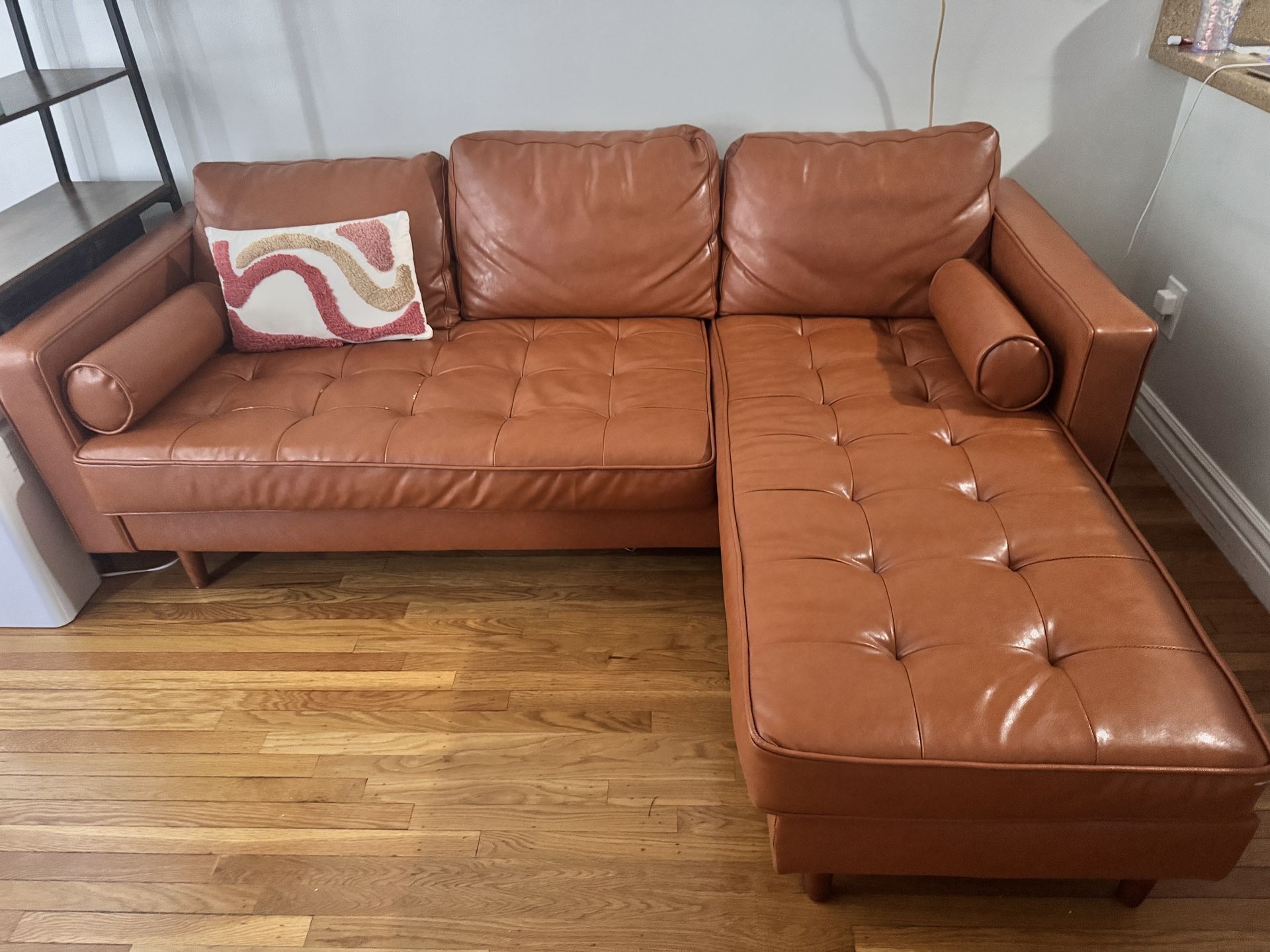 saddle brown leather couch $580