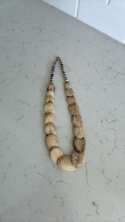 Beautiful vintage bone oval disc 23 inch neck necklace