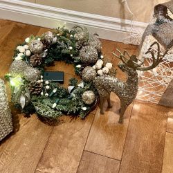 White Gold Crystal Christmas Decor
