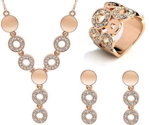 Gold/Silver plated high quality jewelry set for women necklace/earring/ring