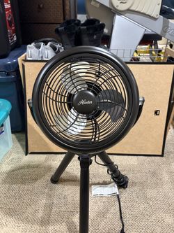 Hunter Metal Tripod Fan in a matte black finish