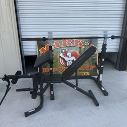 ProForm Sport Olympic adjustable Rack, bench & 45Lb Olympic barbell  7ft $200