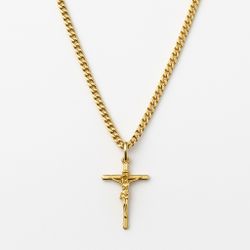 18K Italian Gold Cuban Chain & Crucifix – 11 Grams