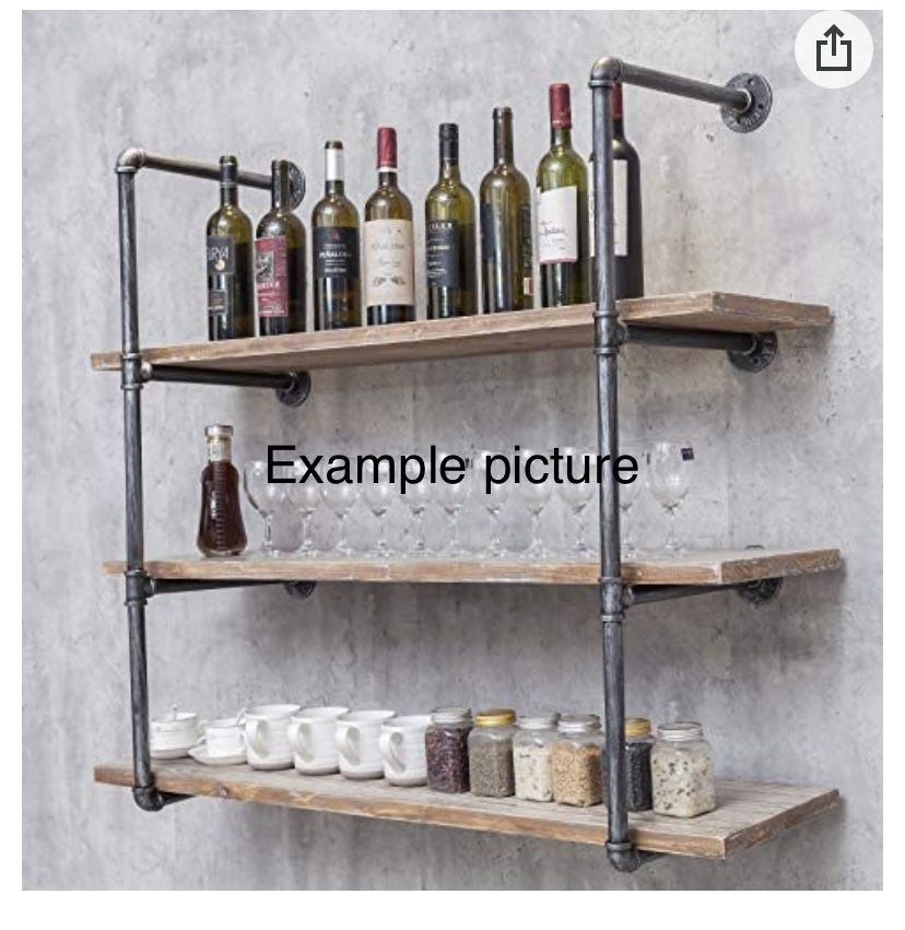 Industrial Pipe Shelving Wall Mounted,Rustic Metal Floating Shelves,Steampunk Shelf