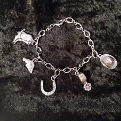 M & F Western Silver Charm Bracelet