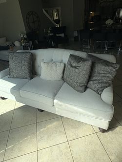 Cream Linen 3-Seat Sofa