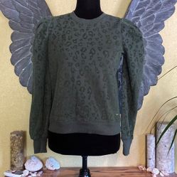 Buffalo David Bitton Animal Print Sweater With Puff Shoulders
