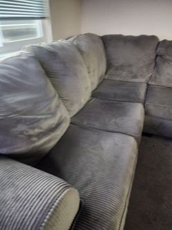 3 pc. Sectional gray couduroy