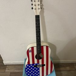 Acoustic Guitar Beautiful American Flag