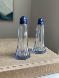 Vintage Set Of Glass Salt & Pepper Shakers ( firm on price )