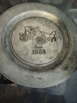 Vintage Pewter Decorative Plate Since 1868