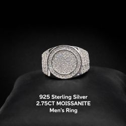 925 Sterling Silver 2.75CT MOISSANITE Men’s Ring Size 10 Or 11