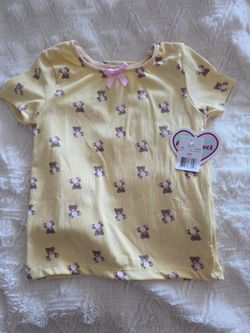 Pink bow and bear baby tee