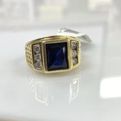 Blue stone 14k yellow gold ring 142753-1