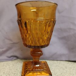 Vintage Amber Glass Goblet