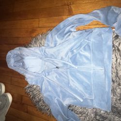 Hollister Cropped Blue Zip up Sweatshirt 