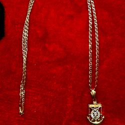 14k Solid Italian Gold Chain With 14k Solid Three Gold(Yellow,Rose,White) Anchor Crucifix Pendant.