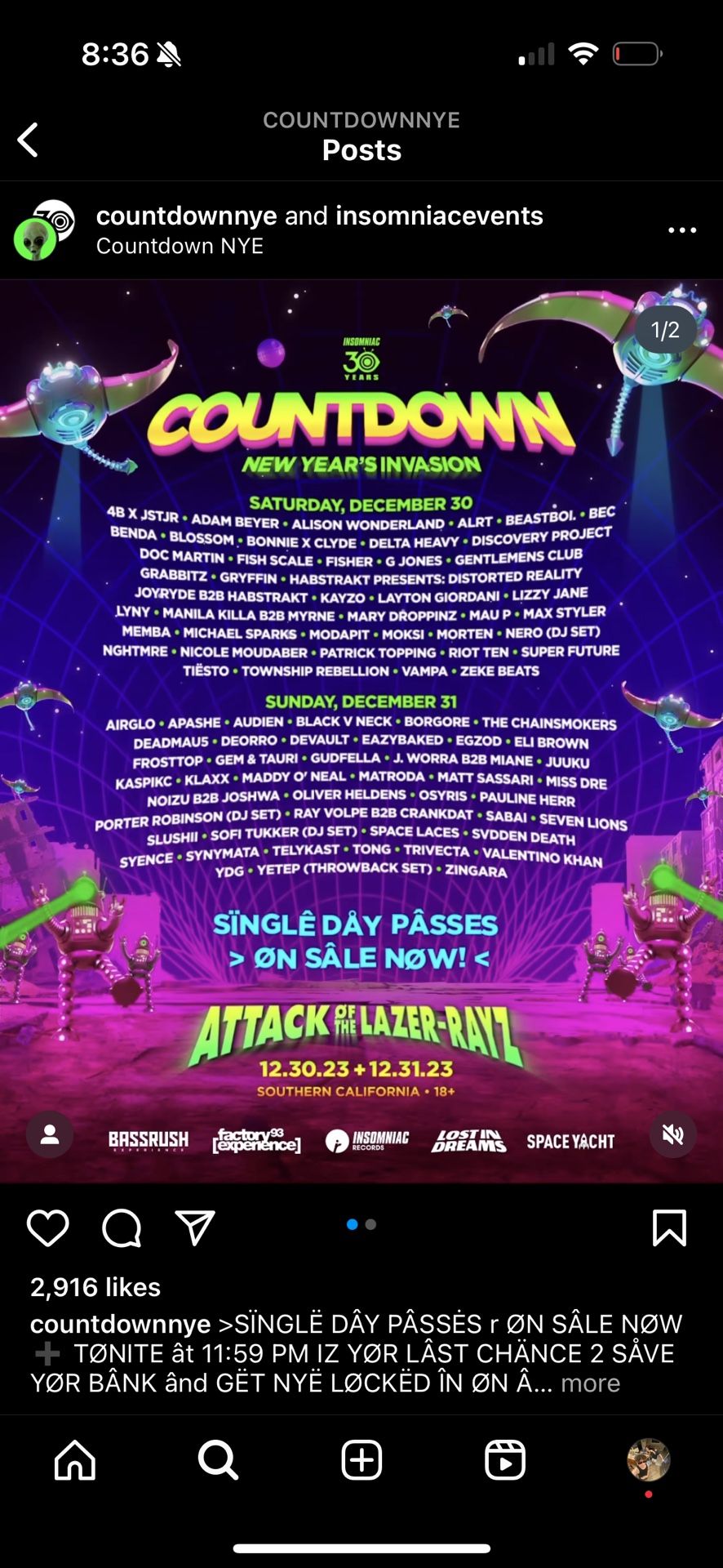 Countdown Tickets 2 GA 80 Each