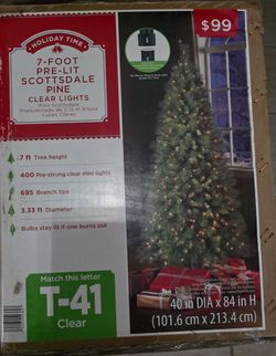 Holiday Time 7-Foot Pre-Lit Scottsdale Pine Christmas Tree