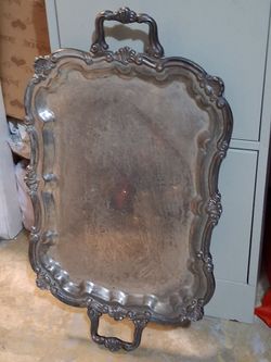 Leonard silver plated serving tray with Footed