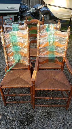 Vintage Solid wood and wicker chairs