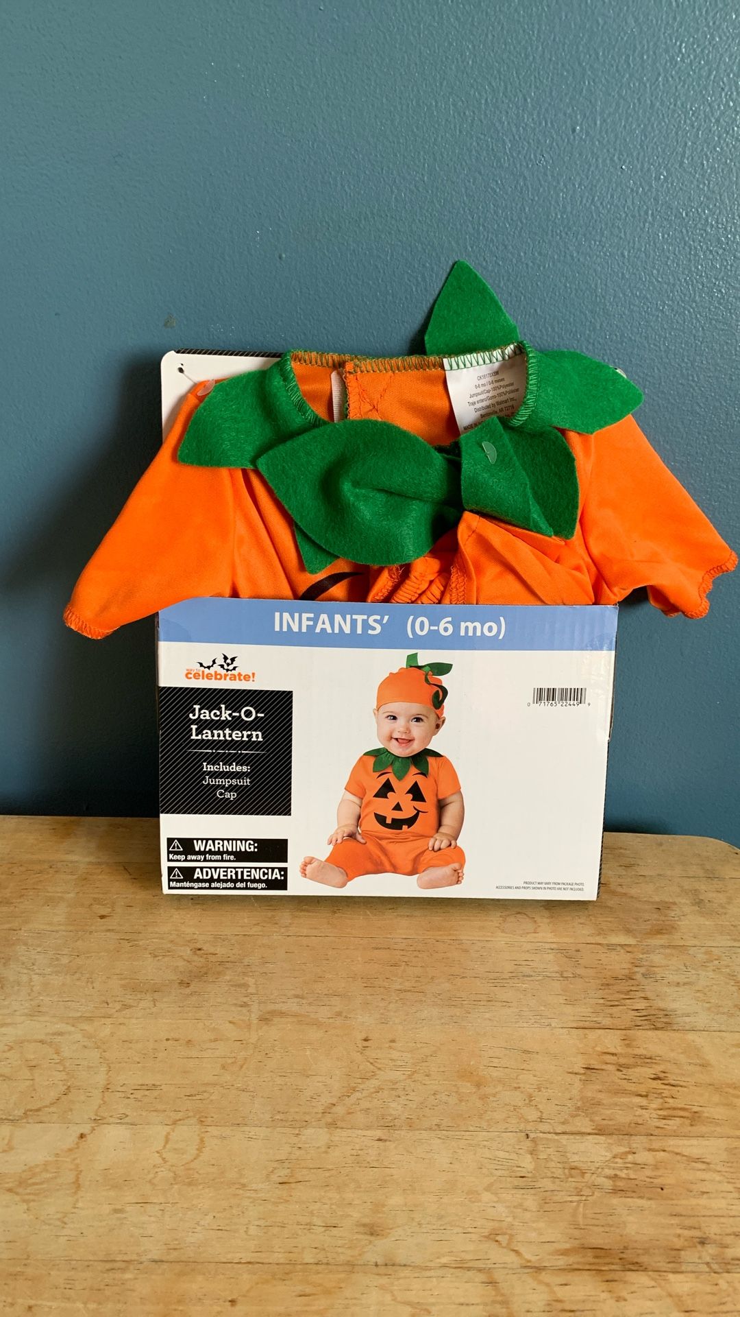 HALLOWEEN PUMPKIN JACK-O-LANTERN BABY INFANT SIZE 0-6 MONTHS COSTUME
