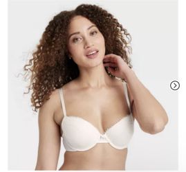 Auden White Lace Push Up Demi Bra