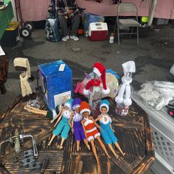Christmas Barbies And Light Bottles And Lamp