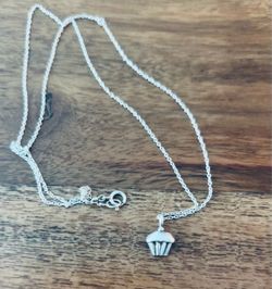 925 sterling silver cupcake necklace,
