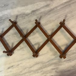 Vintage Wood Accordion Expandable Peg Rack