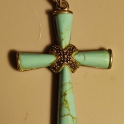 Vintage Turquoise And Sterling Silver Cross 