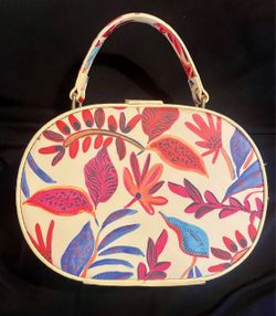 Oval Tropical Print Top Handle Handbag