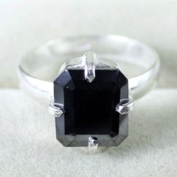 CERTIFIED 8.05CT GENUINE NATURAL BLACK DIAMOND 925 STERLING SILVER RING 