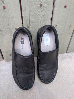 Anti-slip SAS Black Leather Slip-On Loafers