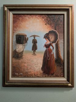 Oil Painting Paris Street Scene with Carriage