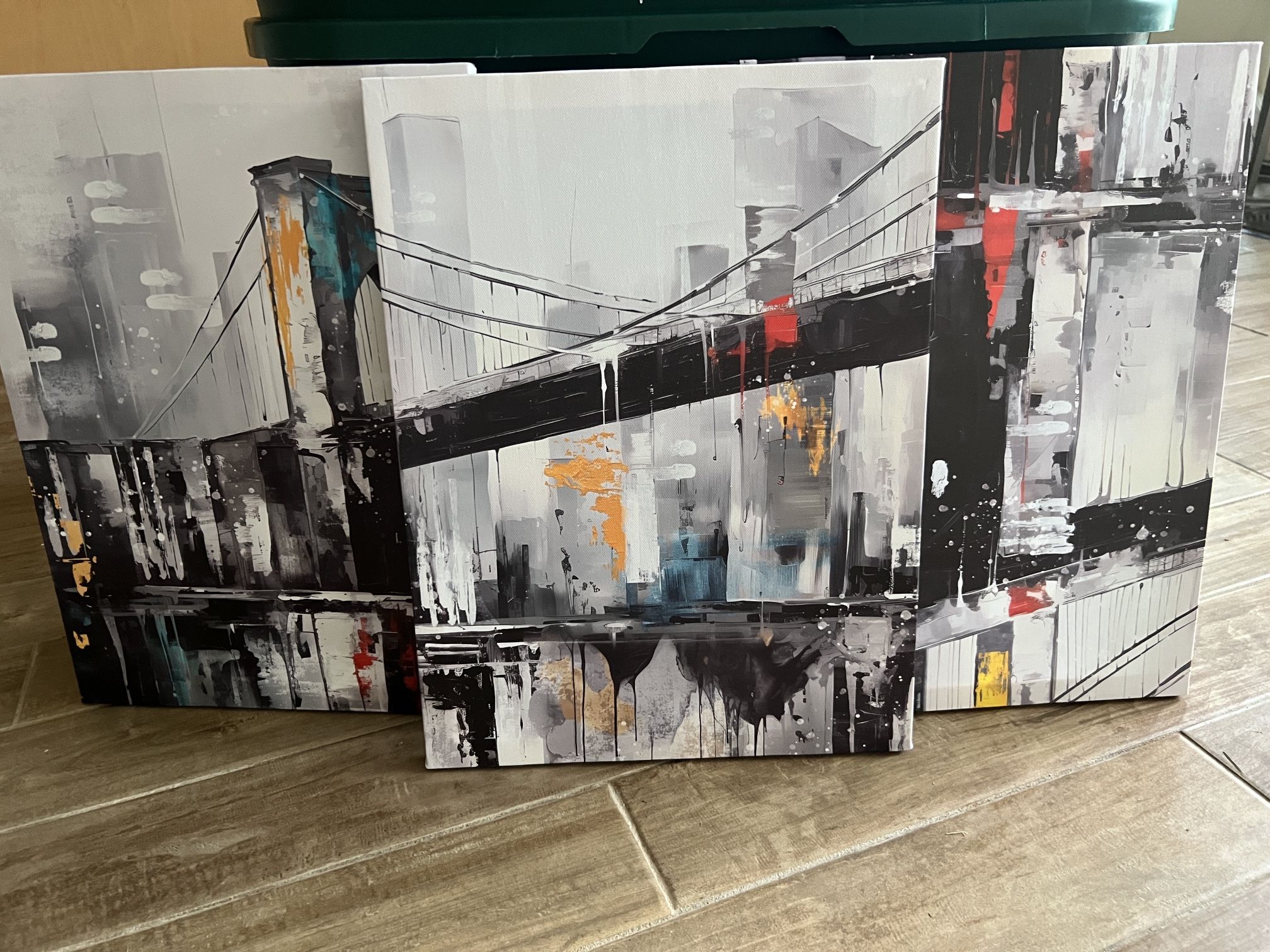 3-Piece Bridge Canvas Set (Abstract City Style) $35 OBO