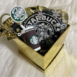 Brand New Starbucks Coffee Cup Logo Keychain Gift Set 