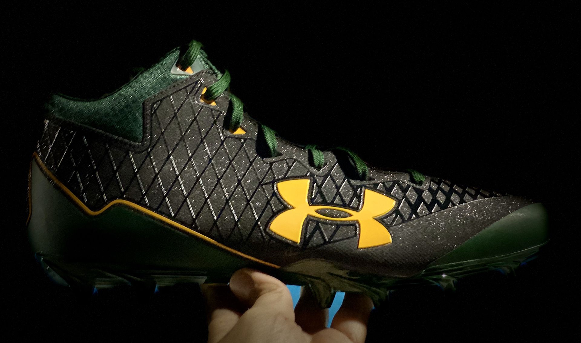 Size 12 Under Armor Nitro Select Cleats Brand New, Black, Green, Packers Colors